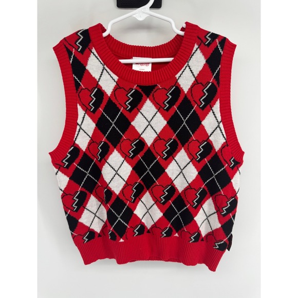 Disney Other - Disney Descendants The Rise of Red Argyle Heart Sweater Vest Kids Large 10/12